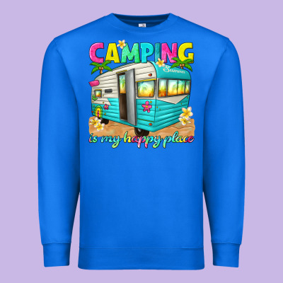 Camping Is My Happy Place Premium Sweatshirt Designed By Texasbilliewilder