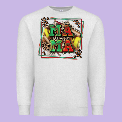 Softball Mama With Leopard Premium Sweatshirt Designed By Zillion Design Studio