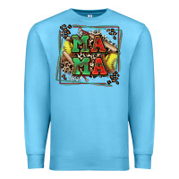 Ocean Blue softball mama with leopard Premium Sweatshirt - Zillion Design Studio
