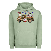 Pigment Oil Green camouflage gnomes american flag star truck Urban Hoodie - Artiststas