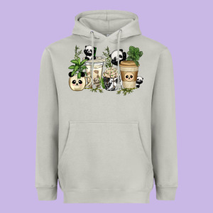 Panda Coffee Cups Heavyweight Hoodie Designed By Texasbilliewilder