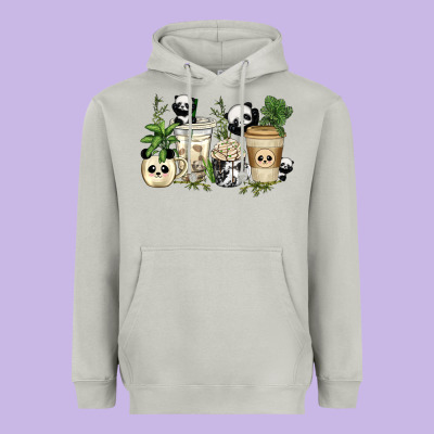 Panda Coffee Cups Heavyweight Hoodie Designed By Texasbilliewilder