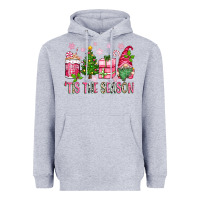 Heather Grey pink christmas 'tis the season gnome Heavyweight Hoodie - Zillion Design Studio
