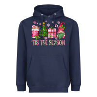 Navy pink christmas 'tis the season gnome Heavyweight Hoodie - Zillion Design Studio