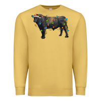 Antique Gold christmas black angus bull with christmas lights Premium Sweatshirt - RanaPortraitStore