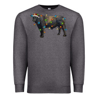 Charcoal Heather christmas black angus bull with christmas lights Premium Sweatshirt - RanaPortraitStore