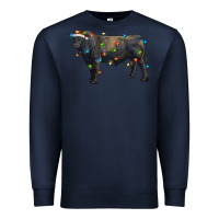 Navy christmas black angus bull with christmas lights Premium Sweatshirt - RanaPortraitStore