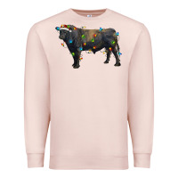 Pale Pink christmas black angus bull with christmas lights Premium Sweatshirt - RanaPortraitStore