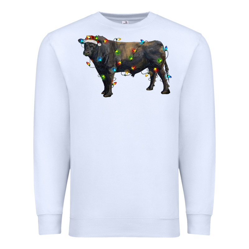 Christmas Black Angus Bull With Christmas Lights Premium Sweatshirt by RanaPortraitStore | Teevron