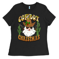 Black cowboy christmas santa Ladies Tee - BarkalooDesign