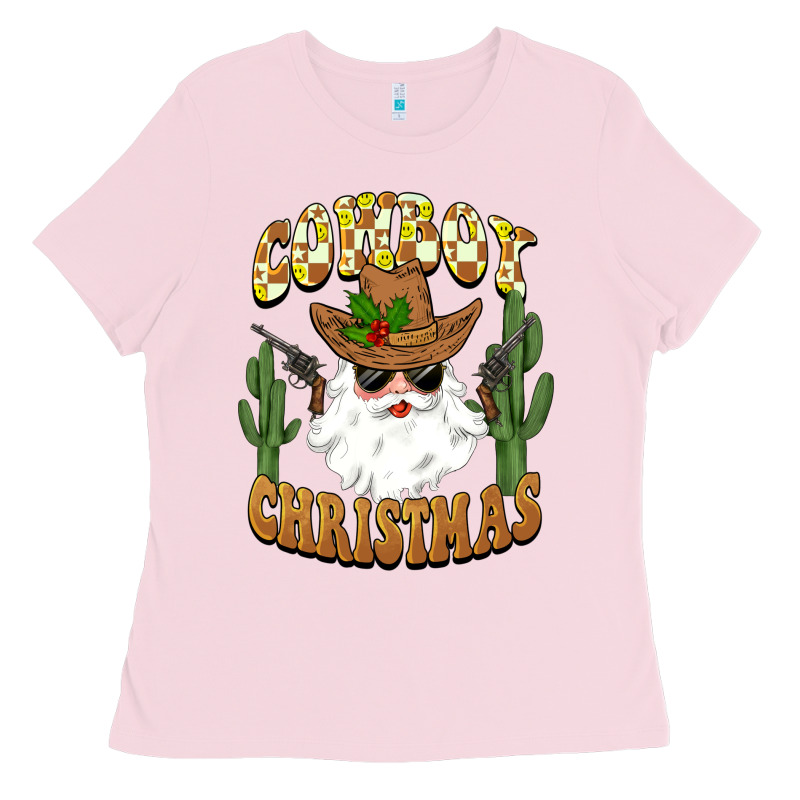 Cowboy Christmas Santa Ladies Tee by BarkalooDesign | Teevron
