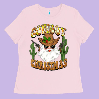 Cowboy Christmas Santa Ladies Tee Designed By Barkaloodesign