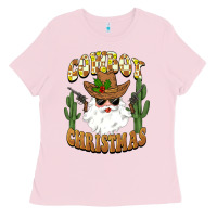Bubblegum Pink cowboy christmas santa Ladies Tee - BarkalooDesign