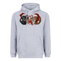 Heather Grey Christmas Cows Heavyweight Hoodie - RanaPortraitStore