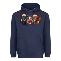 Navy Christmas Cows Heavyweight Hoodie - RanaPortraitStore