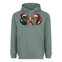 Sage Christmas Cows Heavyweight Hoodie - RanaPortraitStore