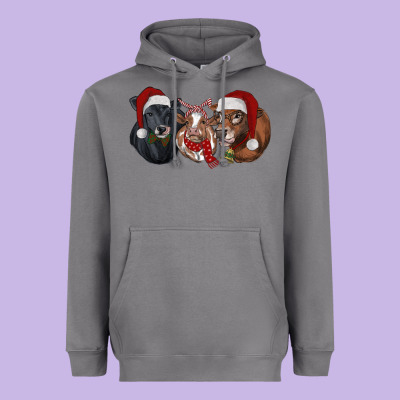 Heavyweight Hoodie Christmas Cows