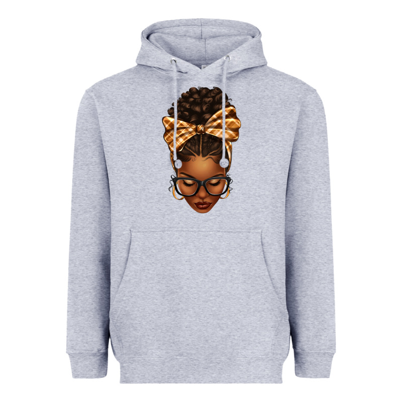 Plaid Bandana Afro Woman Heavyweight Hoodie by texasbilliewilder | Teevron