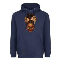 Navy plaid bandana afro woman Heavyweight Hoodie - texasbilliewilder