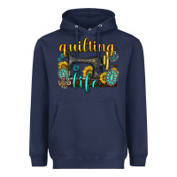 Navy quilting life western Heavyweight Hoodie - texasbilliewilder
