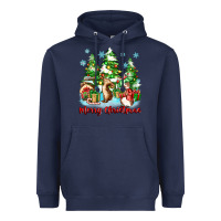 Navy merry christmas rabbits Heavyweight Hoodie - Zillion Design Studio