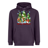 Plum merry christmas rabbits Heavyweight Hoodie - Zillion Design Studio