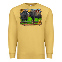 Antique Gold black angus cattle and bull in barnyard Premium Sweatshirt - RanaPortraitStore