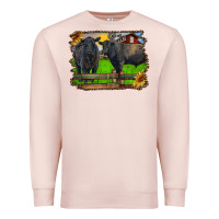 Pale Pink black angus cattle and bull in barnyard Premium Sweatshirt - RanaPortraitStore