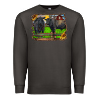 Smoke black angus cattle and bull in barnyard Premium Sweatshirt - RanaPortraitStore