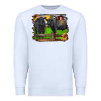 White black angus cattle and bull in barnyard Premium Sweatshirt - RanaPortraitStore