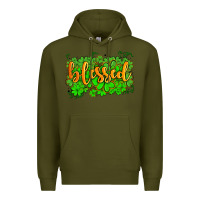 Army Green blessed with  shamrocks Premium Hoodie - AdoDesignShop