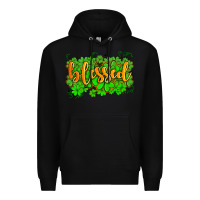 Black blessed with  shamrocks Premium Hoodie - AdoDesignShop
