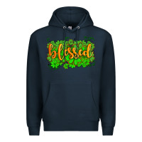 Navy blessed with  shamrocks Premium Hoodie - AdoDesignShop