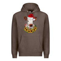 Coffee calf sunflower christmas Premium Hoodie - JahusDesignShop