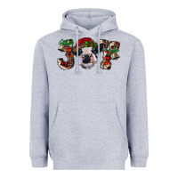 Heather Grey Christmas Joy Heifer Cow Heavyweight Hoodie - RanaPortraitStore