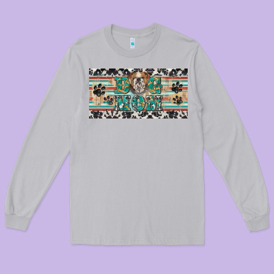 Dog Mom English Bulldog License Plate Template Long Sleeve Tee Designed By Barkaloodesign