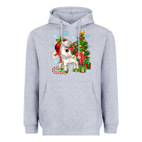 Heather Grey Christmas unicorn Heavyweight Hoodie - Zillion Design Studio