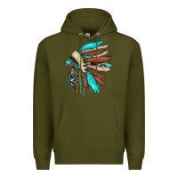 Army Green indian headdress Premium Hoodie - JahusDesignShop