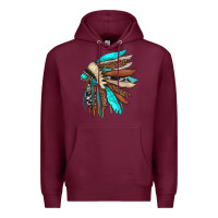 Burgundy indian headdress Premium Hoodie - JahusDesignShop
