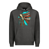 Charcoal Heather indian headdress Premium Hoodie - JahusDesignShop