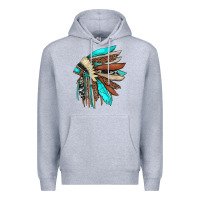Heather Grey indian headdress Premium Hoodie - JahusDesignShop