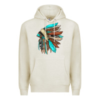Oatmeal Heather indian headdress Premium Hoodie - JahusDesignShop