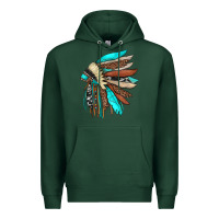 Sports Green indian headdress Premium Hoodie - JahusDesignShop