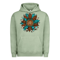 Pigment Oil Green gemstone cowhide leopard turquoise sunflower Urban Hoodie - Artiststas