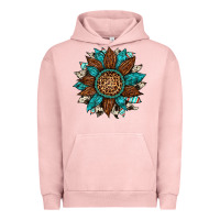 Gemstone Cowhide Leopard Turquoise Sunflower Urban Hoodie | Teevron
