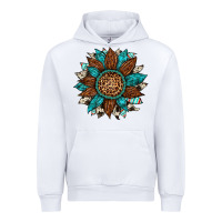 White gemstone cowhide leopard turquoise sunflower Urban Hoodie - Artiststas