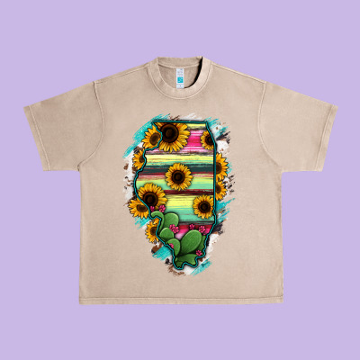 Illinois Map Sunflower Cactus Serape Urban Heavy Tee Designed By Ranaportraitstore