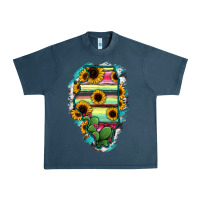 Midnight Navy Illinois Map Sunflower Cactus Serape Urban Heavy Tee - RanaPortraitStore