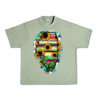 Oil Green Illinois Map Sunflower Cactus Serape Urban Heavy Tee - RanaPortraitStore