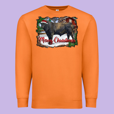 Merry Christmas Black Angus Bull And Farm Premium Sweatshirt Designed By Ranaportraitstore